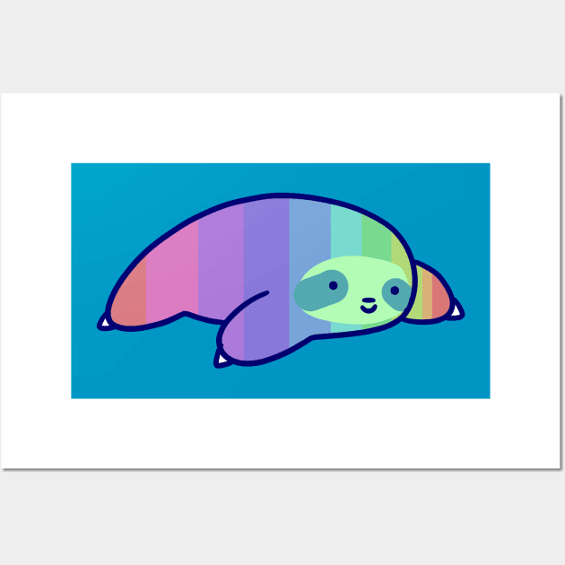 Pastel Rainbow Sloth Wall Art by saradaboru